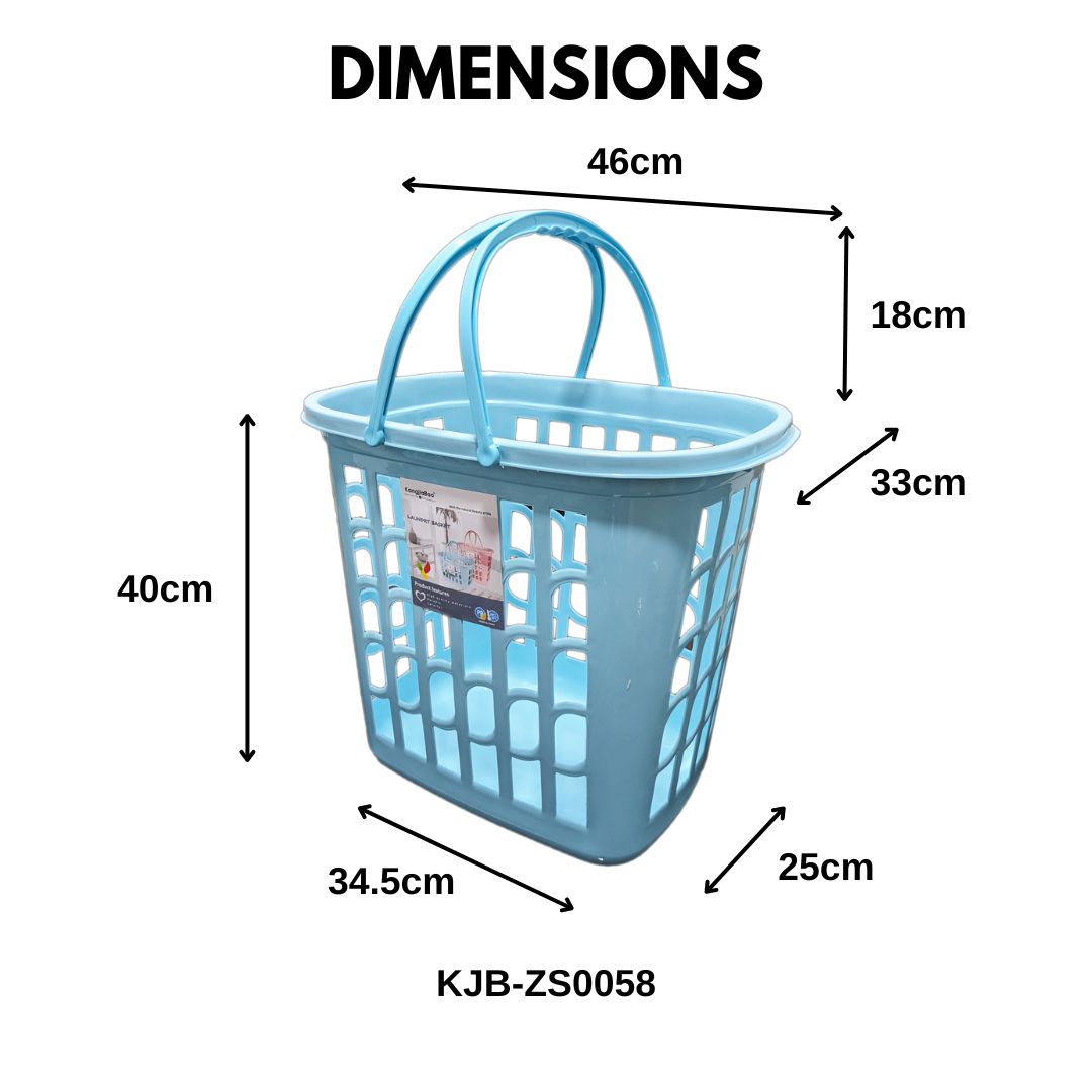 KJB Plastic Laundry Basket with Carrying Handles