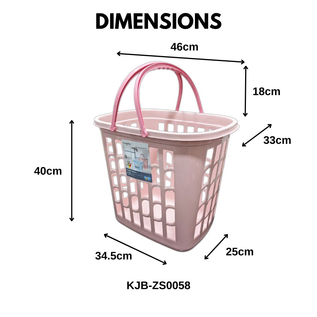 KJB Plastic Laundry Basket with Carrying Handles