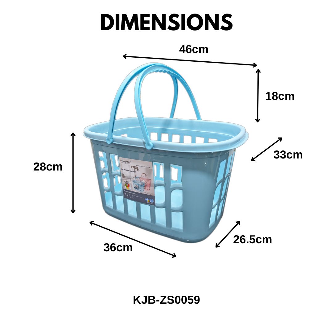 KJB Plastic Laundry Basket with Carrying Handles