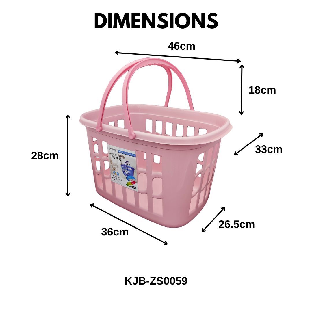 KJB Plastic Laundry Basket with Carrying Handles