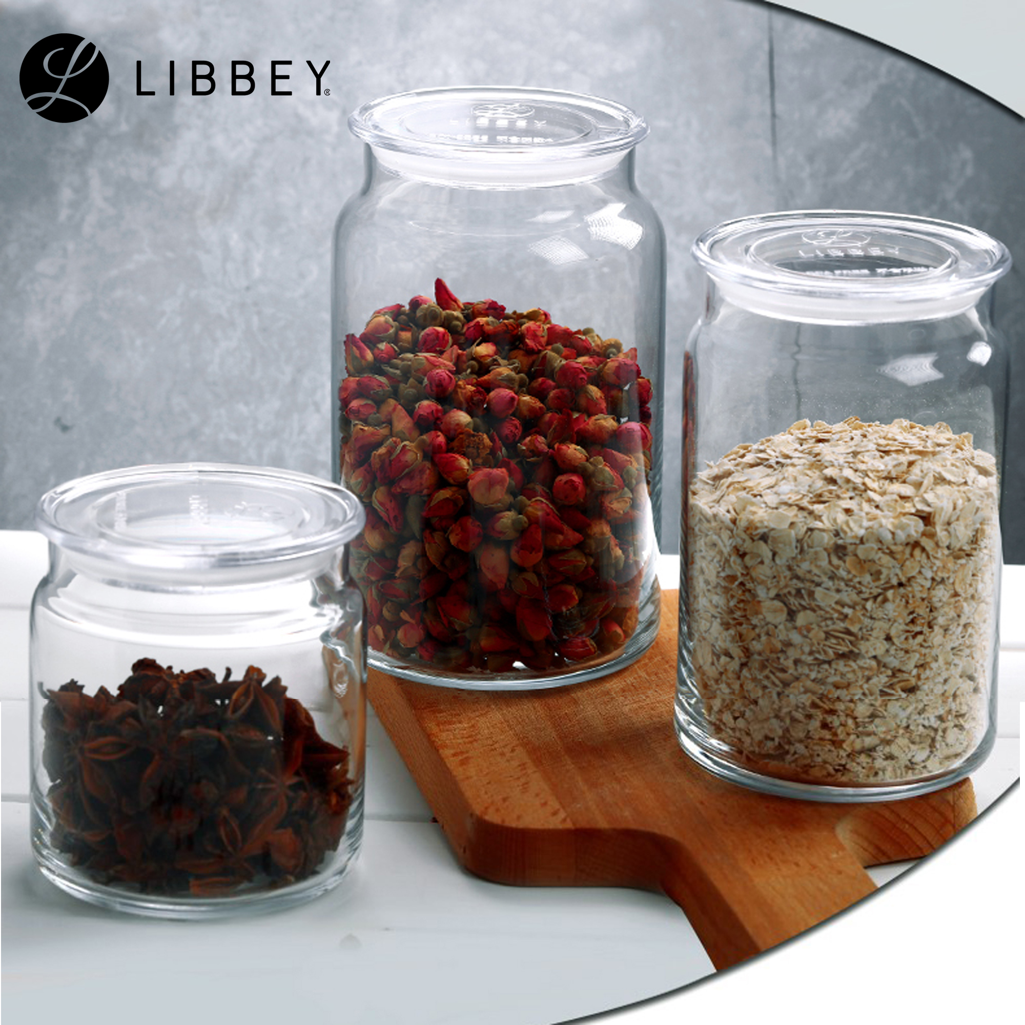 Libbey Classic Glass Food Storage Container Jar 2-pc Set