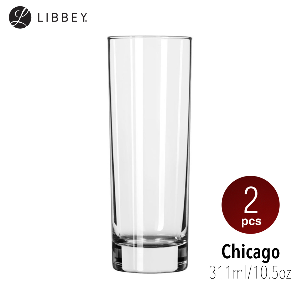 Libbey Chicago 2518 High Ball Glass Tumbler 311ml/10.5oz 2-pc Set
