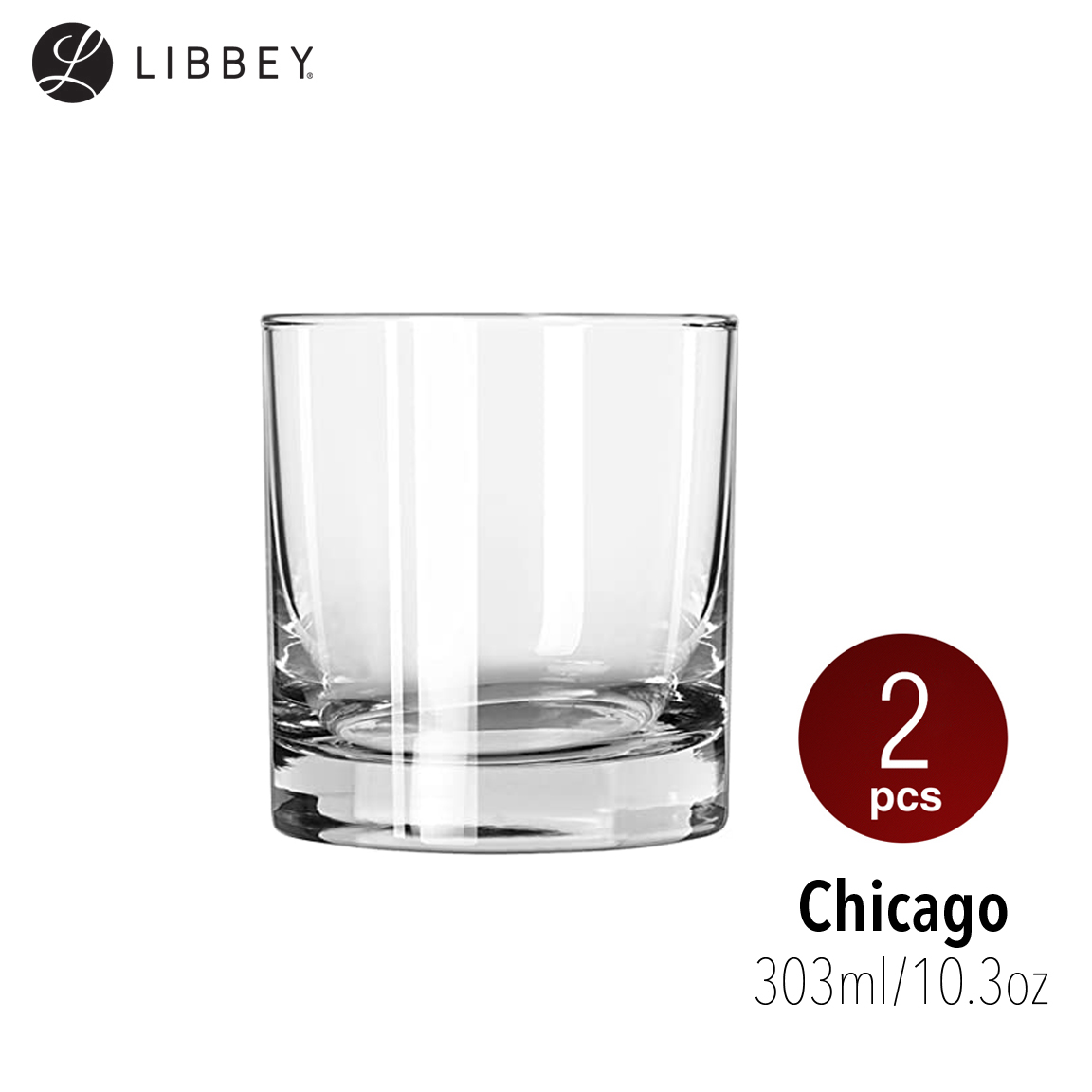 Libbey Chicago 2524 Old Fashioned Whisky Rocks Glass 303ml/10.3oz 2-pc Set