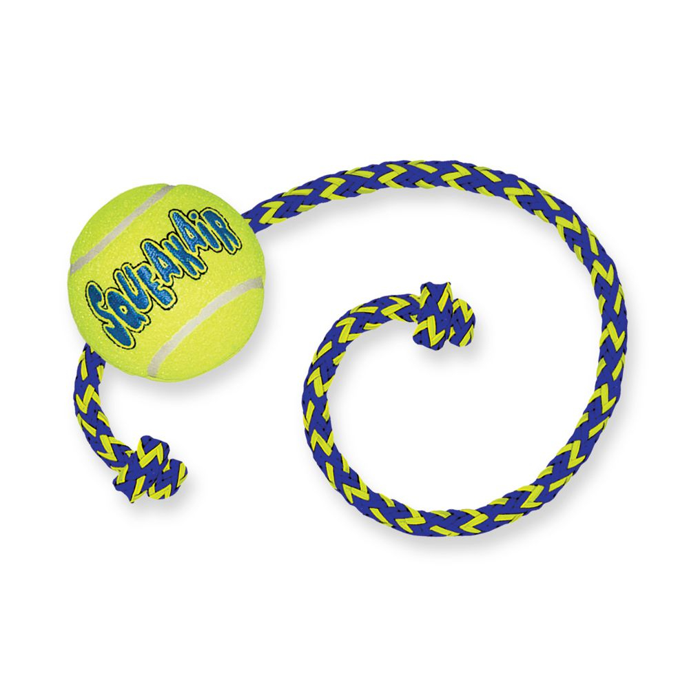 Kong SqueakAir Balls with Rope Dog Toy