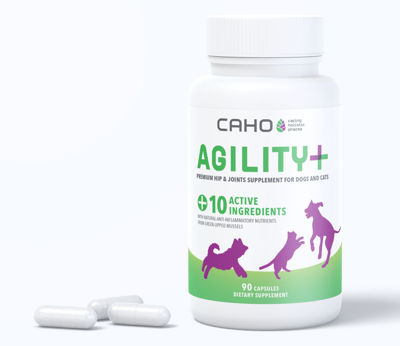 CAHO AGILITY+ premium hip and joints supplements for dogs and cats (90 capsules)