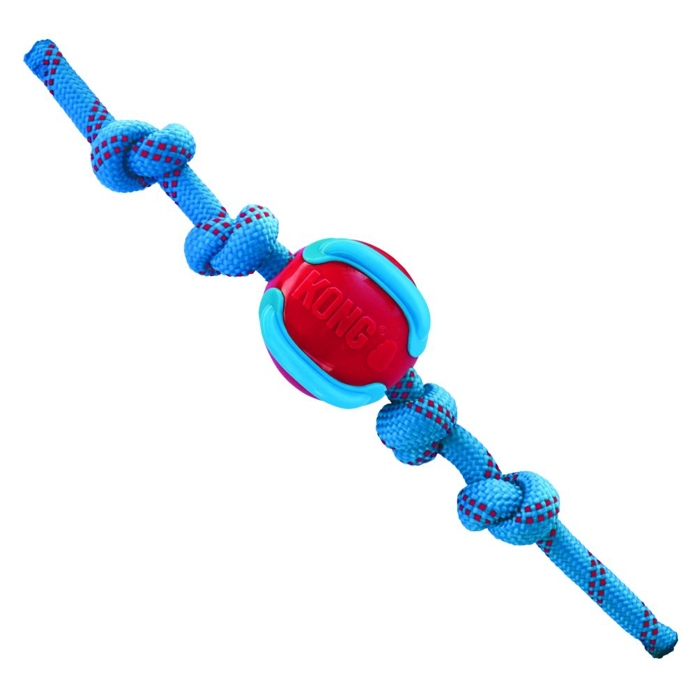 Kong Jaxx Brights Ball with Rope Dog Toy