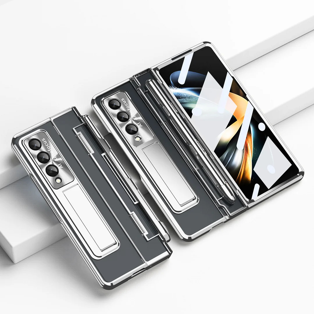 삼성 Z 폴드 3/4용 일체형 보호 케이스, 전기 도금 팬텀 플랫 힌지, 세밀한 구멍 렌즈 필름이 포함되어 있습니다.