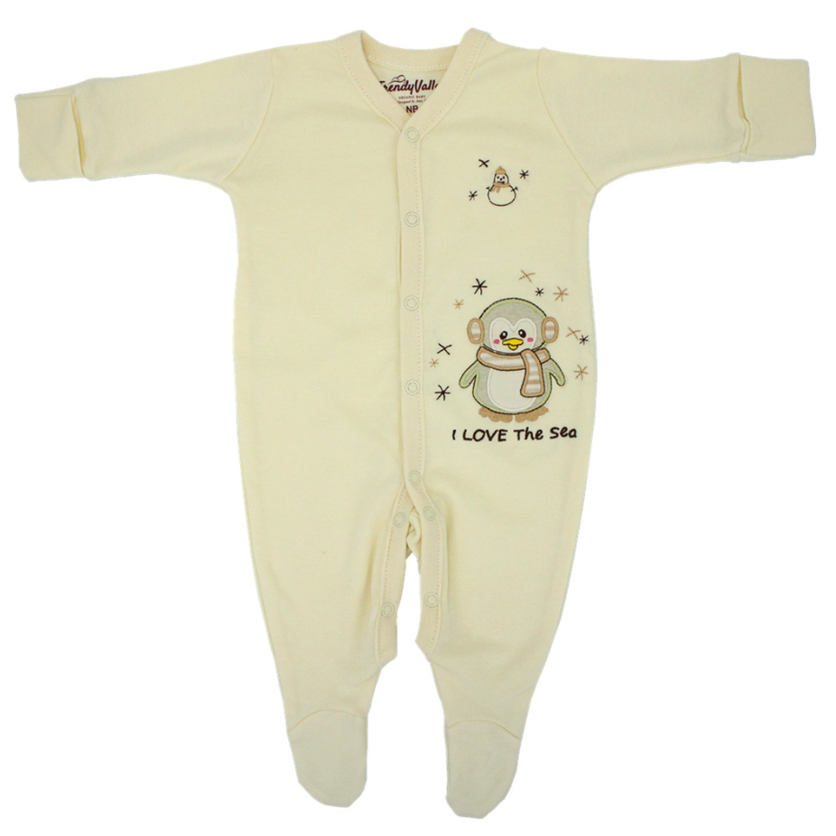 Trendy Valley Organic Cotton Long Sleeve Romper with hands and feet covered
