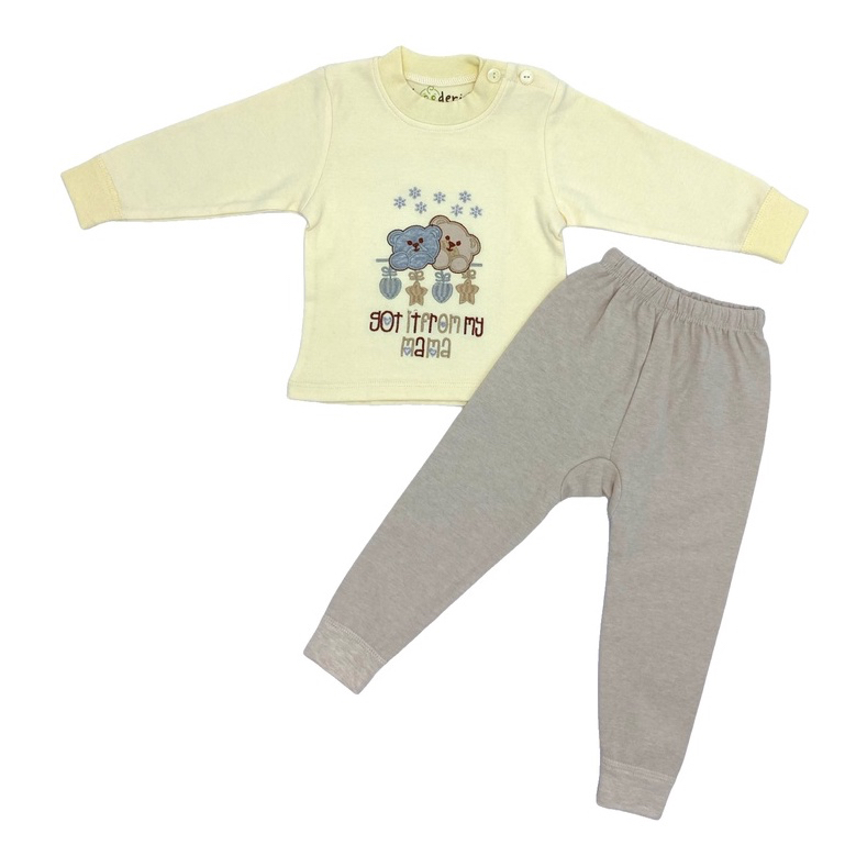 Trendy Valley Organic Cotton Baby & Kids Pyjamas SleepWear Pajamas Long Sleeve & Long Pants - Let it Snow Bear
