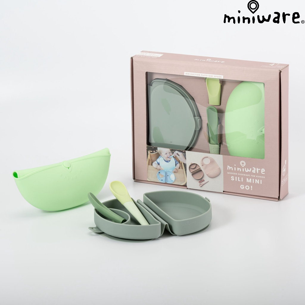 Miniware Sili Mini Go - Silicone Food Container with Bib and Cutlery for Baby & Toddler | Gifts set | Tableware-ITOT Workbench SG Pte Ltd (202348808G)