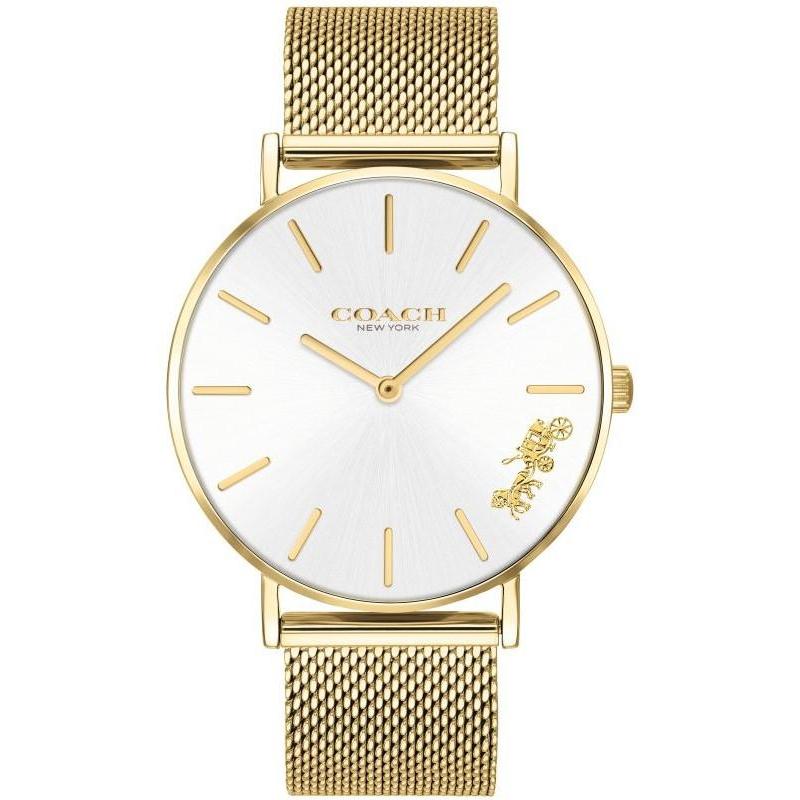 Coach  Ionic Thin Gold Plated 1 Steel Silver White Dial Ladies Watch
