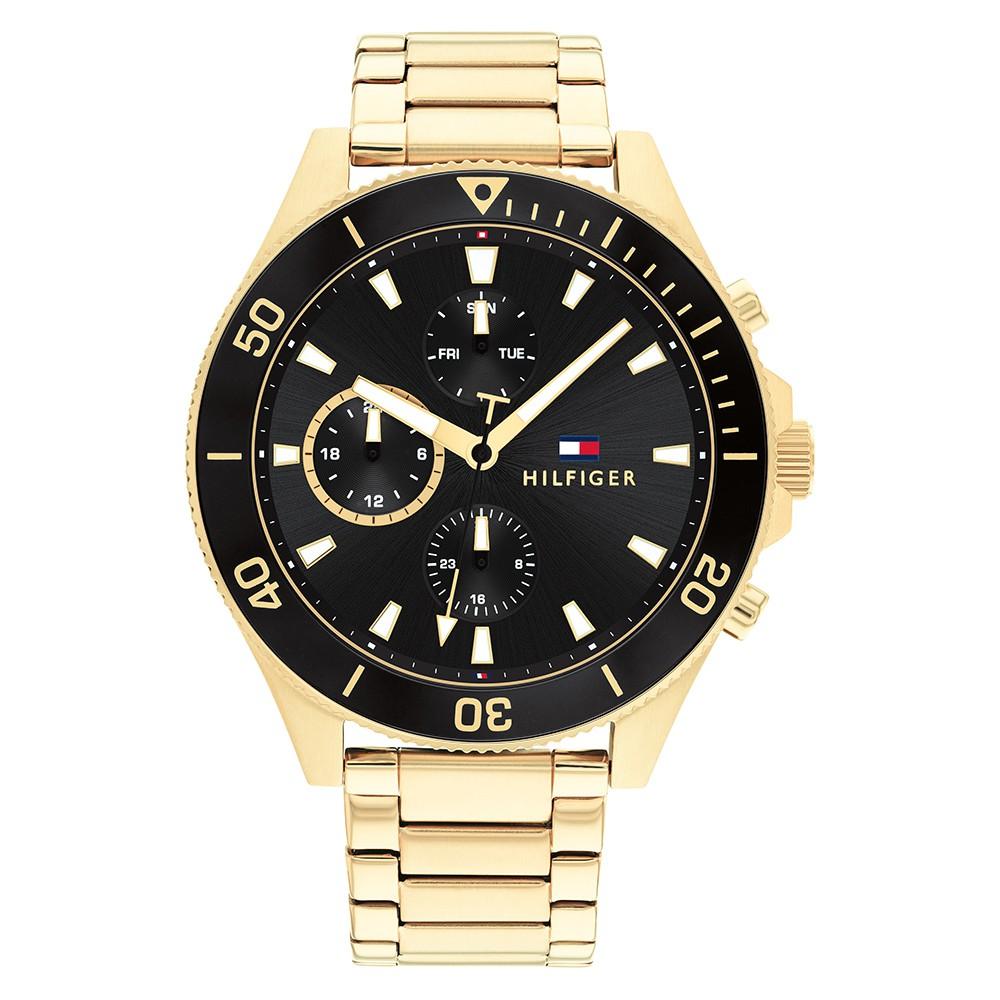 Tommy Hilfiger Ionic Thin Gold Plated 2 Steel Black Dial Men's Watch