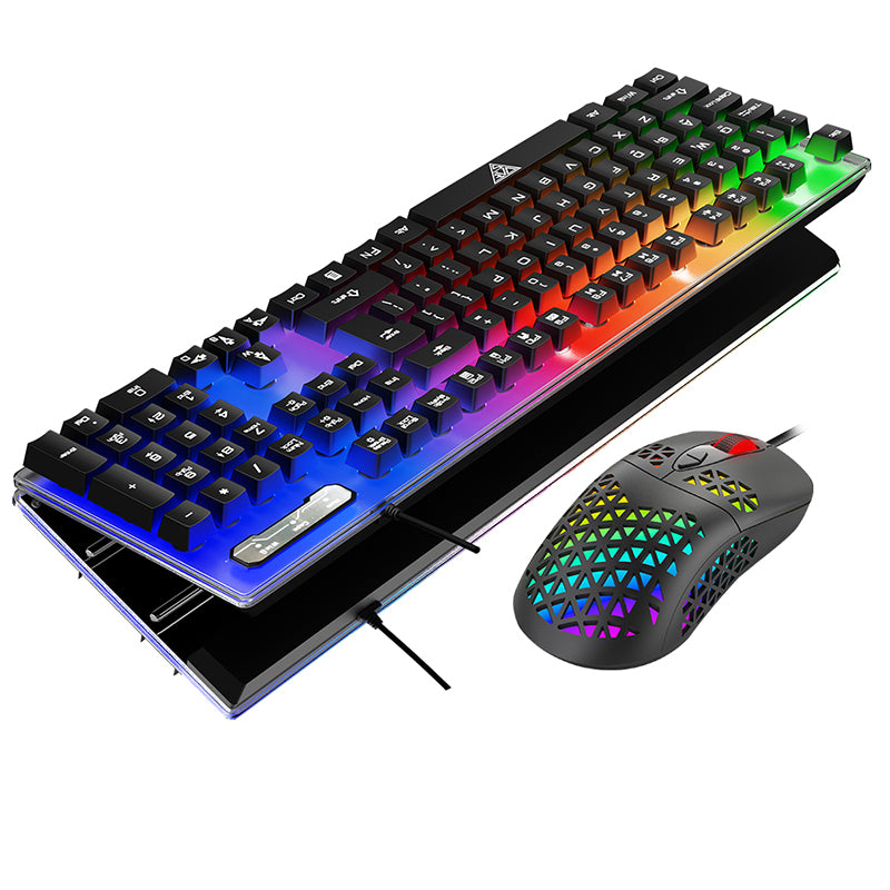 Gaming Keyboard Mouse Combos PC Colorful led light RGB wired Keyboard and Mouse Set USB amiinu