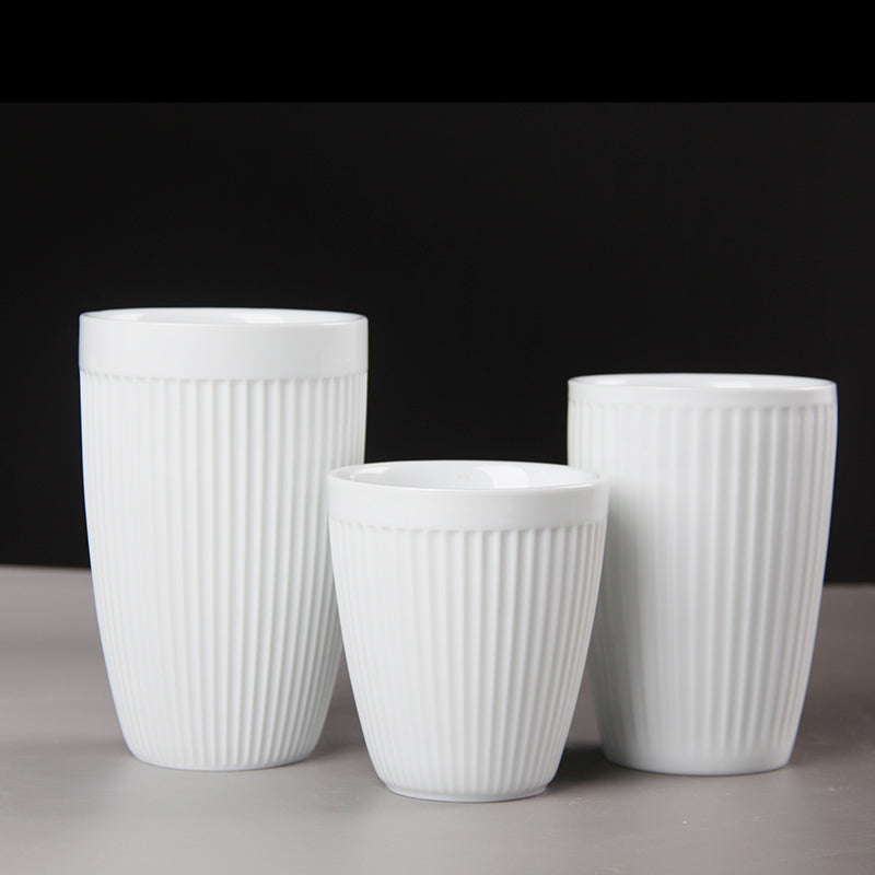 High white ceramic porcelain double wall double-deck cup heat proof antislip tooth-brushing coffee tea milk candle cups amiinu
