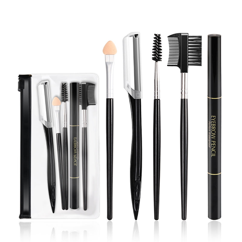 5 pcs Eyebrow tools set  with sponge eyeshadow brush ,eyebrow razor ,brushes , eyebrow pencil amiinu