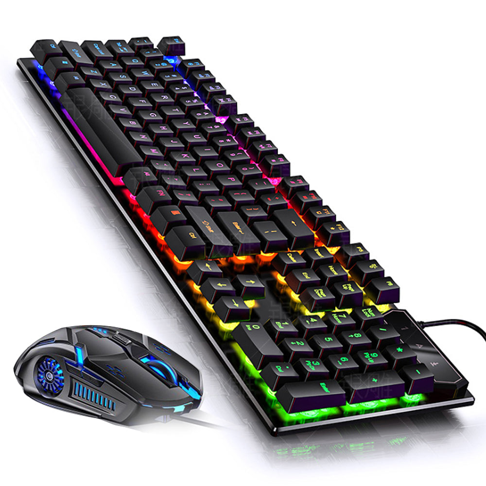 Wired keyboard manipulator feel computer general desktop mouse set typing special e-sports game eating chicken amiinu