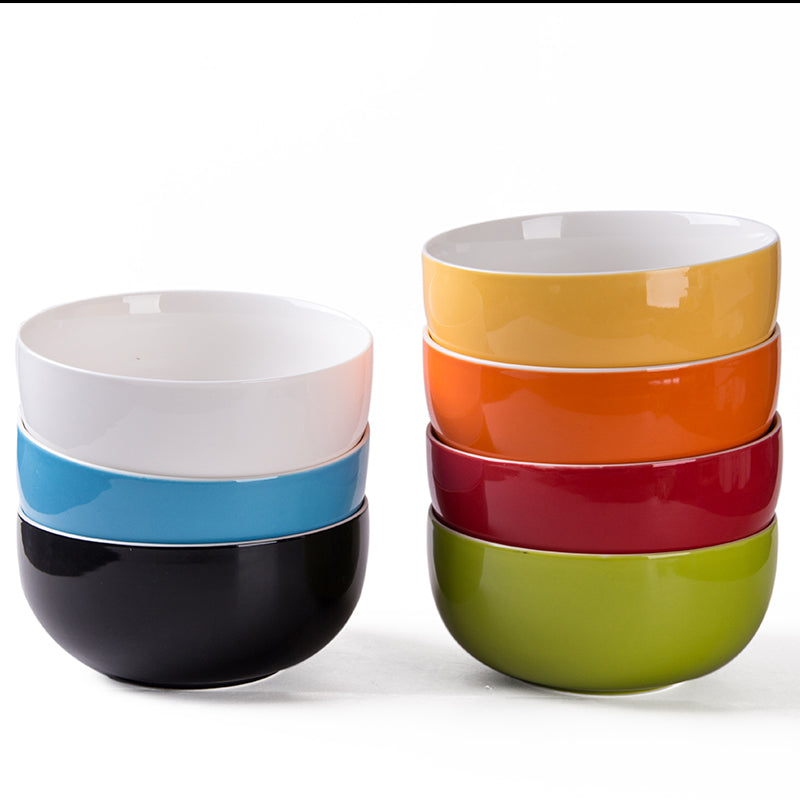 Styleporcelain round glazed 7 colors home ceramic rice/noddle/soup 600ml bowls amiinu