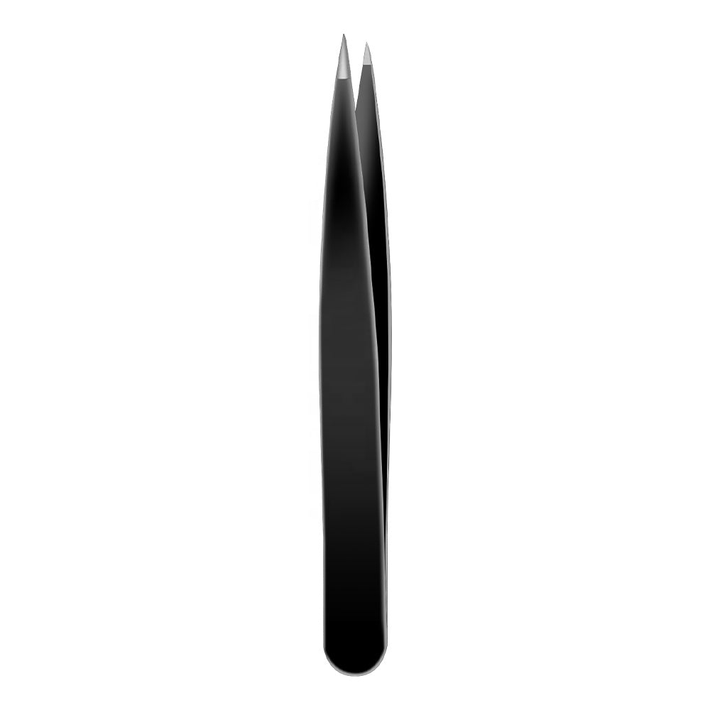 Anti Static Black Bag Steel Stainless Packing Cosmetic Tool  Eyebrow Lash Pointed Tweezers for Beauty amiinu