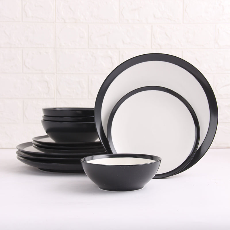 Ceramic Round Shape Solid Matte Black Dinner Plate amiinu