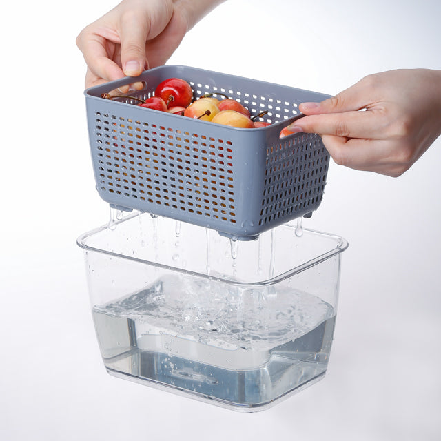 Box Set Small Double Layer Plastic Drain Basket fruit and vegetable Dryer Drain amiinu