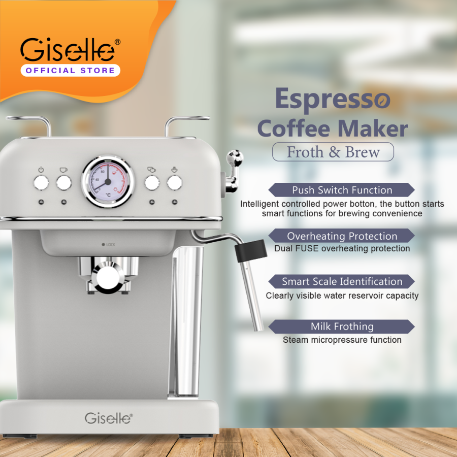Giselle Espresso Coffee Maker 20 Bar 家用意式咖啡机奶泡拿铁 [KEA0339LB]