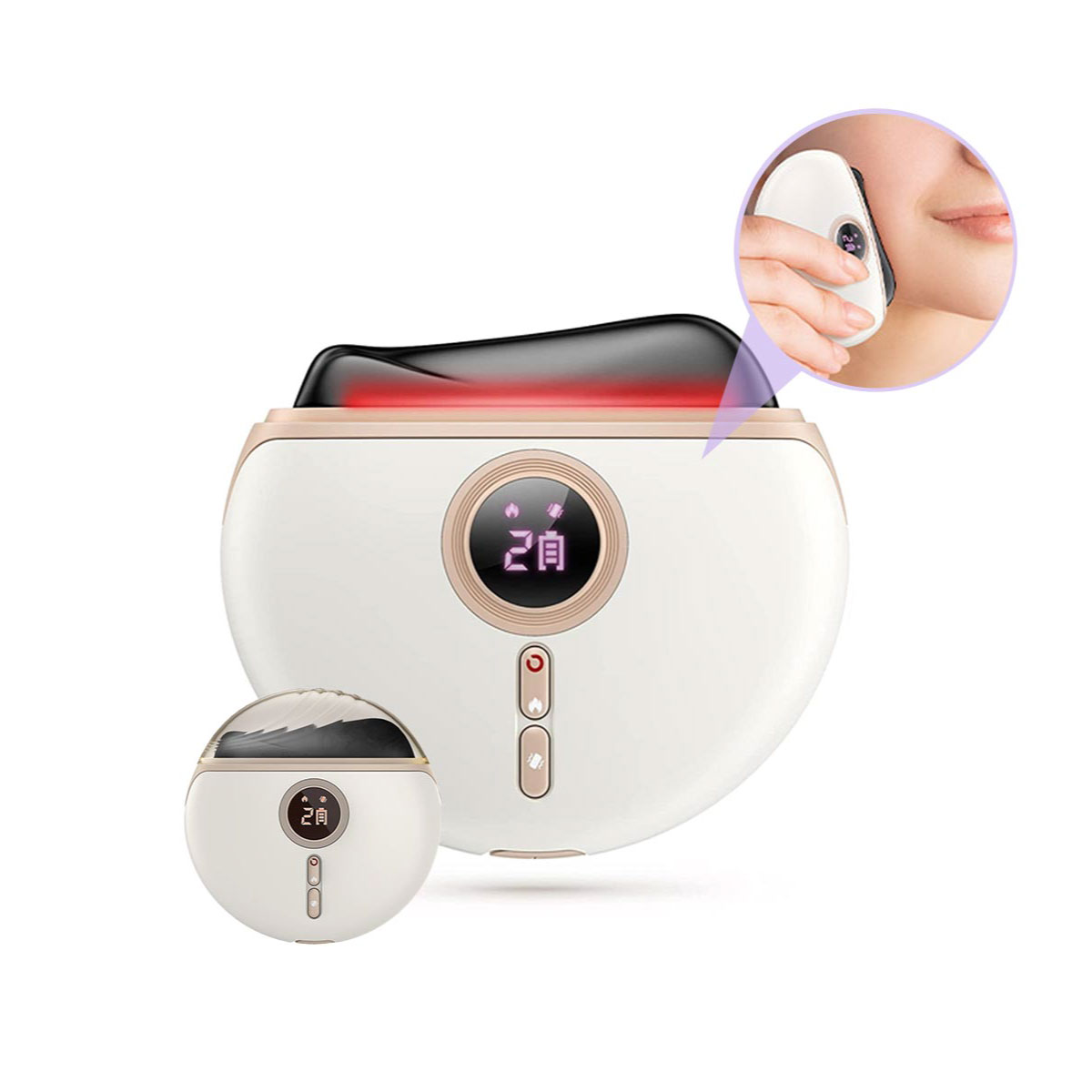 Giselle Mini Black Bian Stone Electric Thermal Scraping Massager Pushing Facial Beauty Board - HEA0072