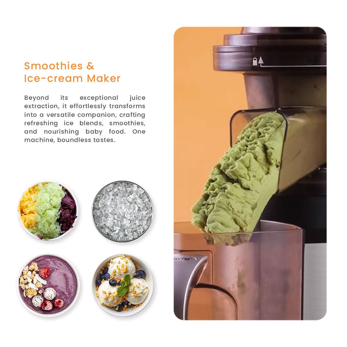 【Ice Maker & Slow Juicer】3 in 1 Big Mouth Slow Juicer Extractor Fruits