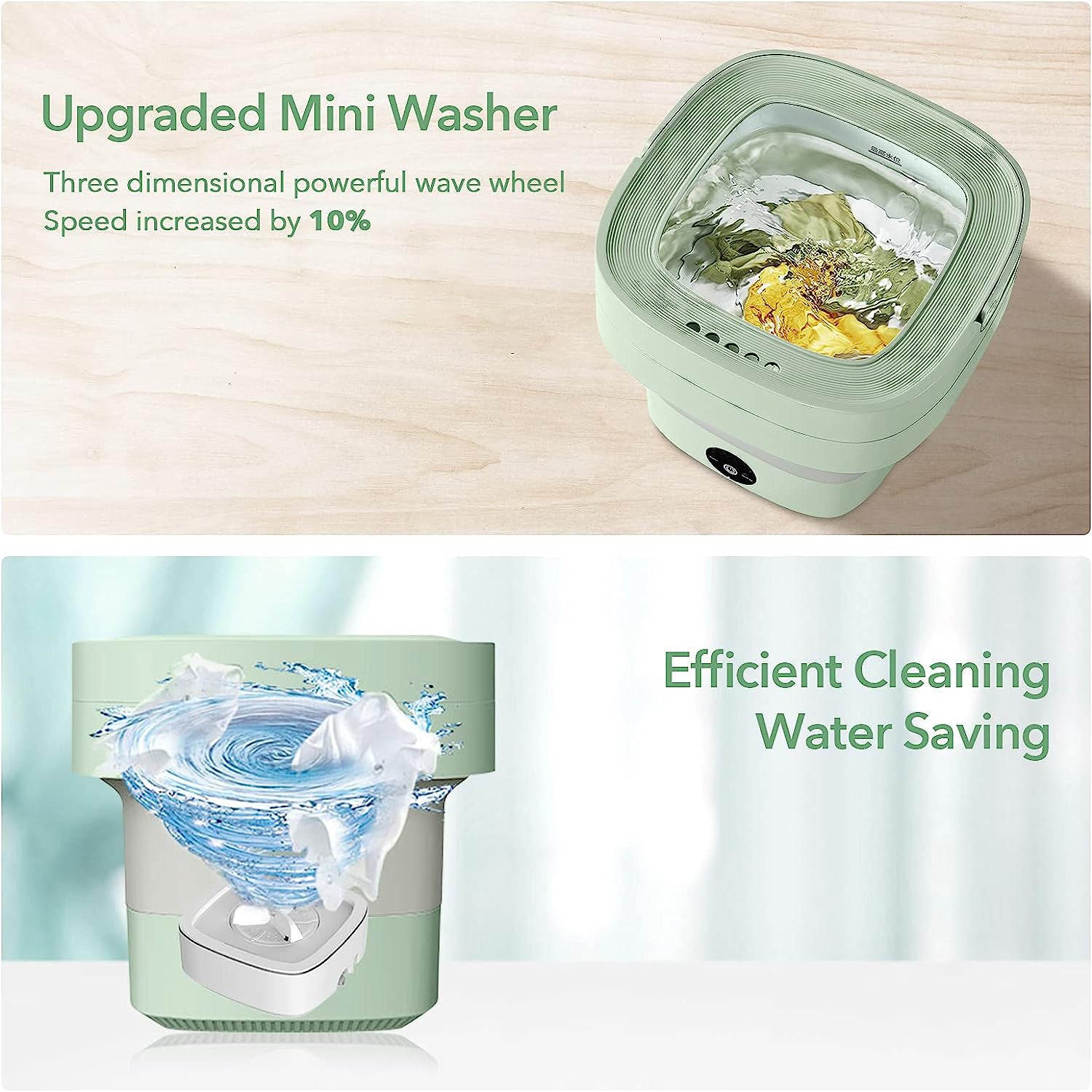 Mini Washing Machine, Portable Foldable Washers, Personal Cleaning Machine  for Baby Clothes/Socks/Underwear/Bra