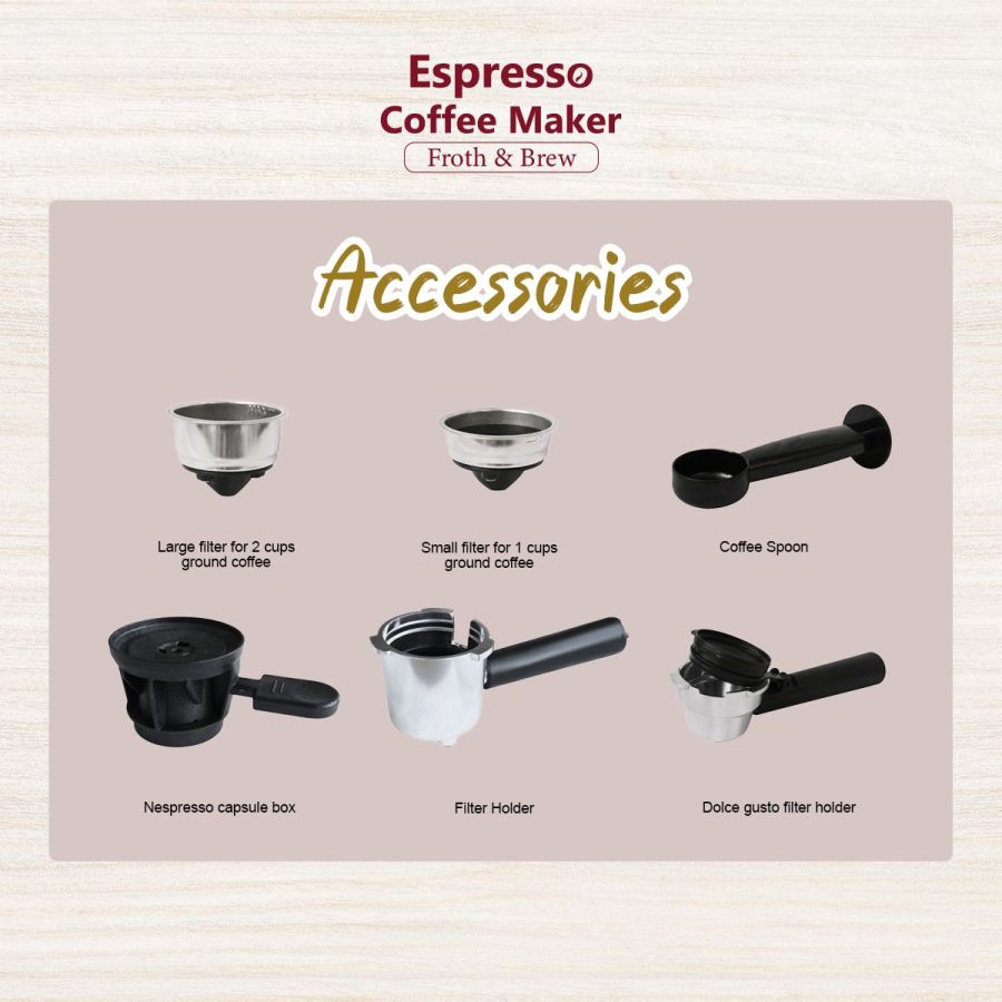 Giselle Espresso Coffee Maker 20 Bar 家用意式咖啡机奶泡拿铁 [KEA0390CR]