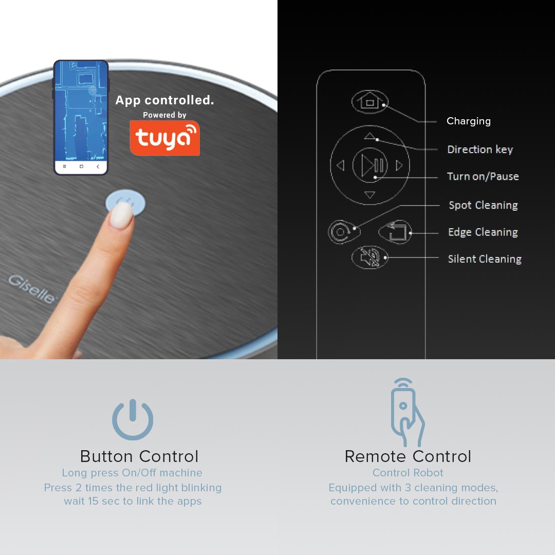 Giselle Giselle MobileApp Robot GX2 Series 2200Pa Separate Dust Box