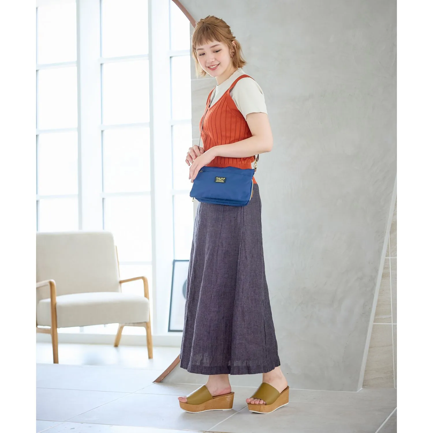 Legato Largo One Mile Wallet Shoulder Bag (Navy)