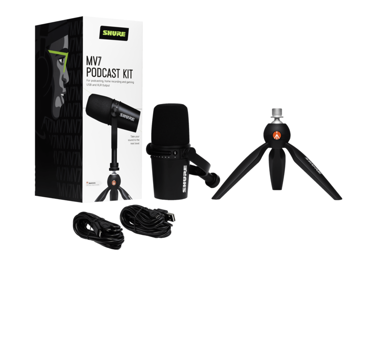 Shure MV7 Podcast Microphone Bundle (With Manfrotto Stand)