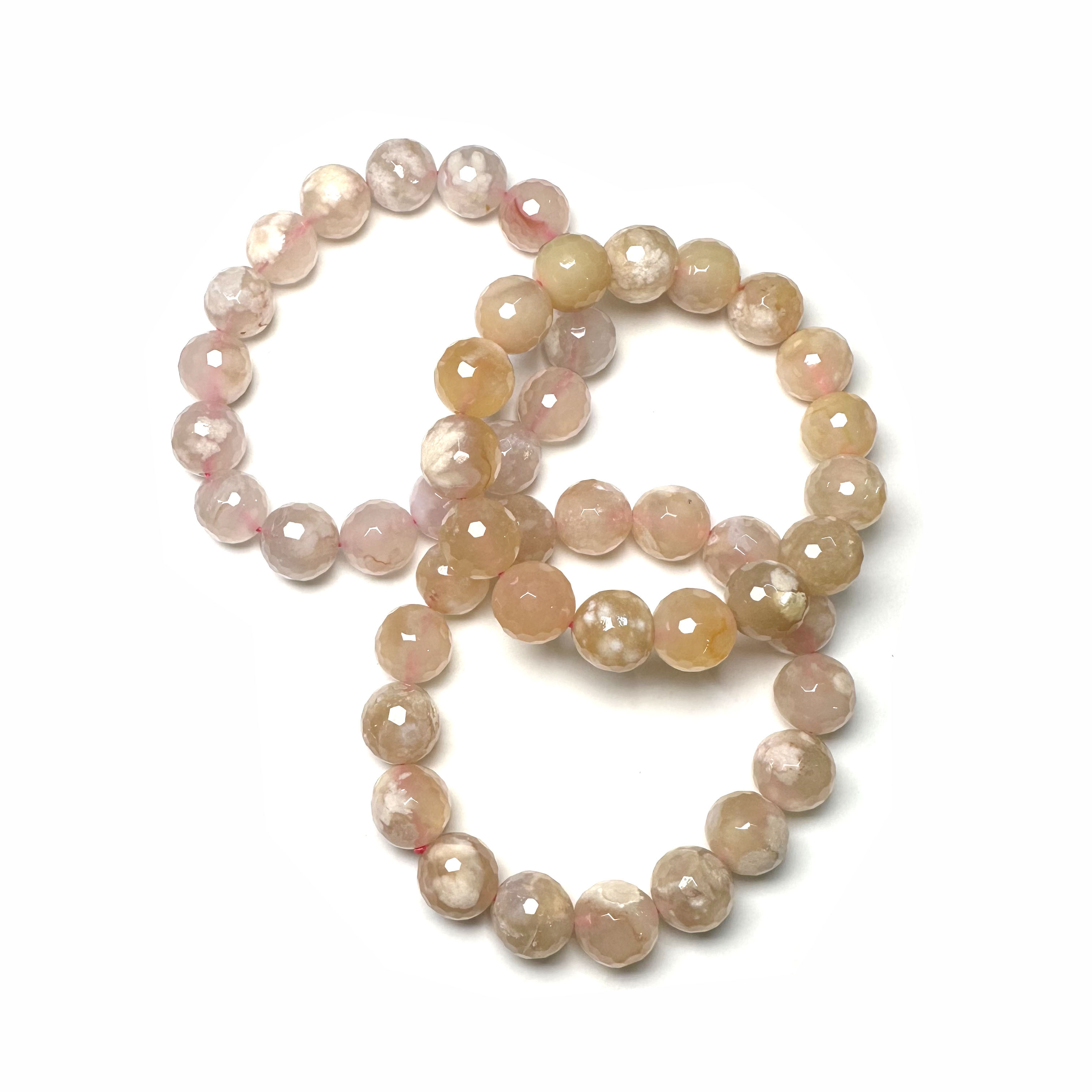 Sakura Agate Faceted Bracelet (8mm, 9mm, 10mm, 13mm)