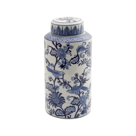 Pure Living Jarman Blue White Lidded Cylinder Large 31 cm