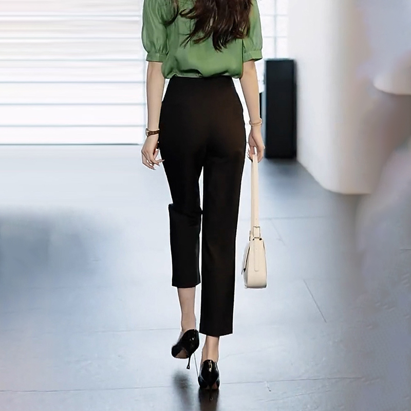 通勤高腰直筒顯瘦西裝煙管褲(3色)-NamoDress