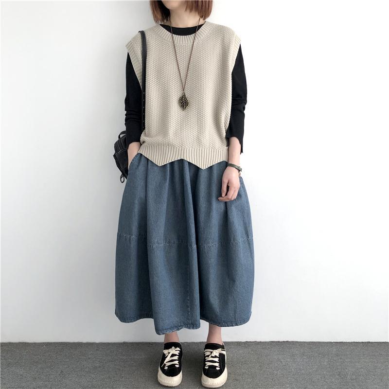 日系純色寬鬆不規則短款針織馬甲(8色)