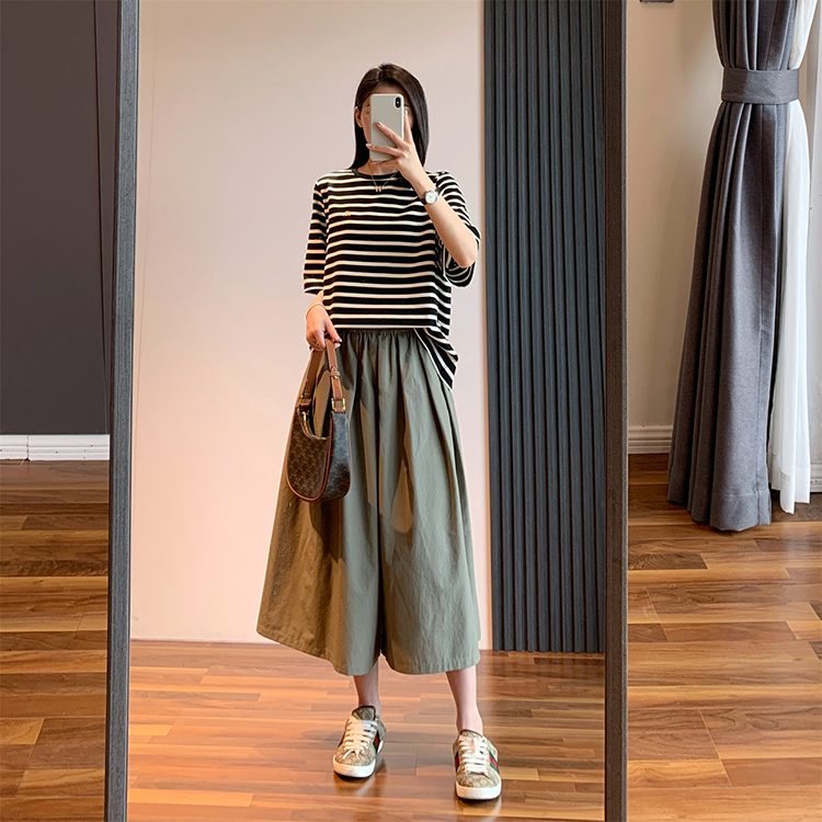 日系鬆緊高腰休閒紙袋裙褲（3色）-NamoDress