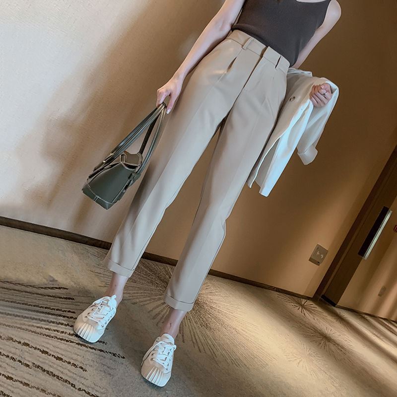 韓系顯瘦高腰西裝哈倫褲（3色）-NamoDress