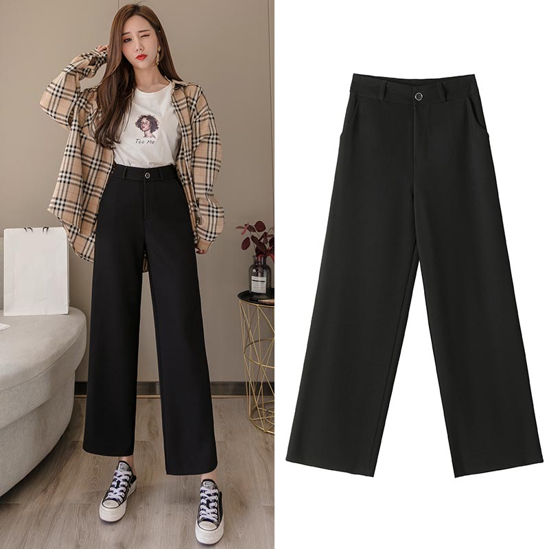 百搭高腰垂感西裝闊腿褲-NamoDress