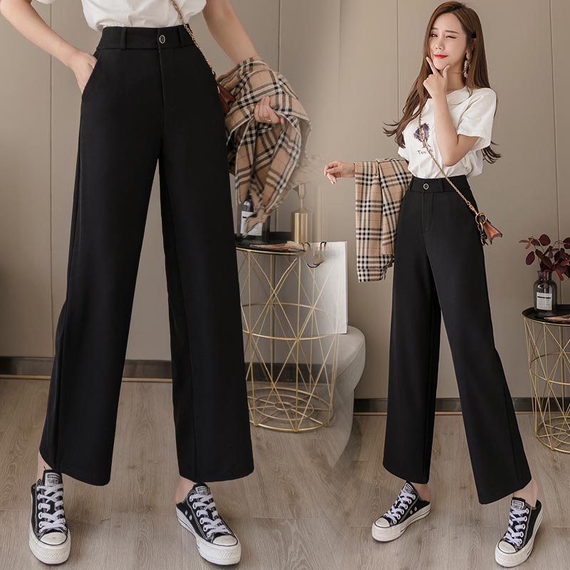 百搭高腰垂感西裝闊腿褲-NamoDress