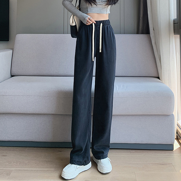 天絲牛仔休閒闊腿褲-NamoDress