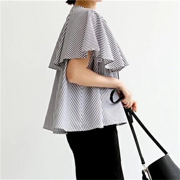 斗篷式圓領寬鬆氣質襯衫（4色）-NamoDress