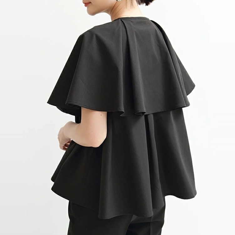 斗篷式圓領寬鬆氣質襯衫（4色）-NamoDress