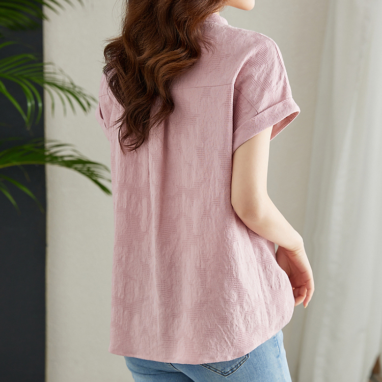 中式復古盤扣漂亮粉色襯衫-NamoDress