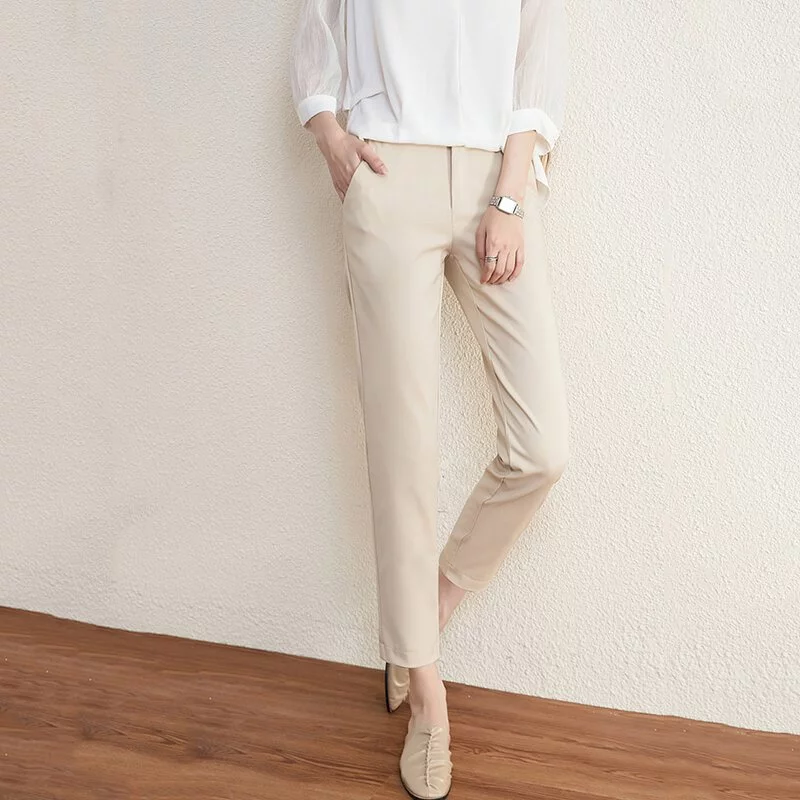 百搭高腰顯瘦直筒西褲(2色)-NamoDress