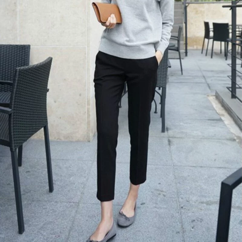 通勤顯瘦休閒九分褲-NamoDress