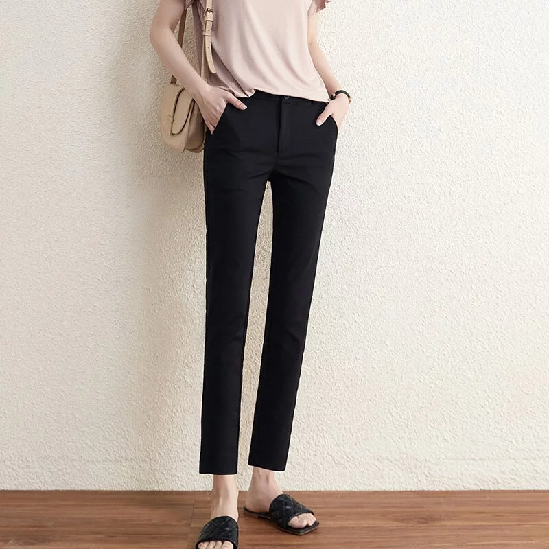 百搭高腰顯瘦直筒西褲(2色)-NamoDress