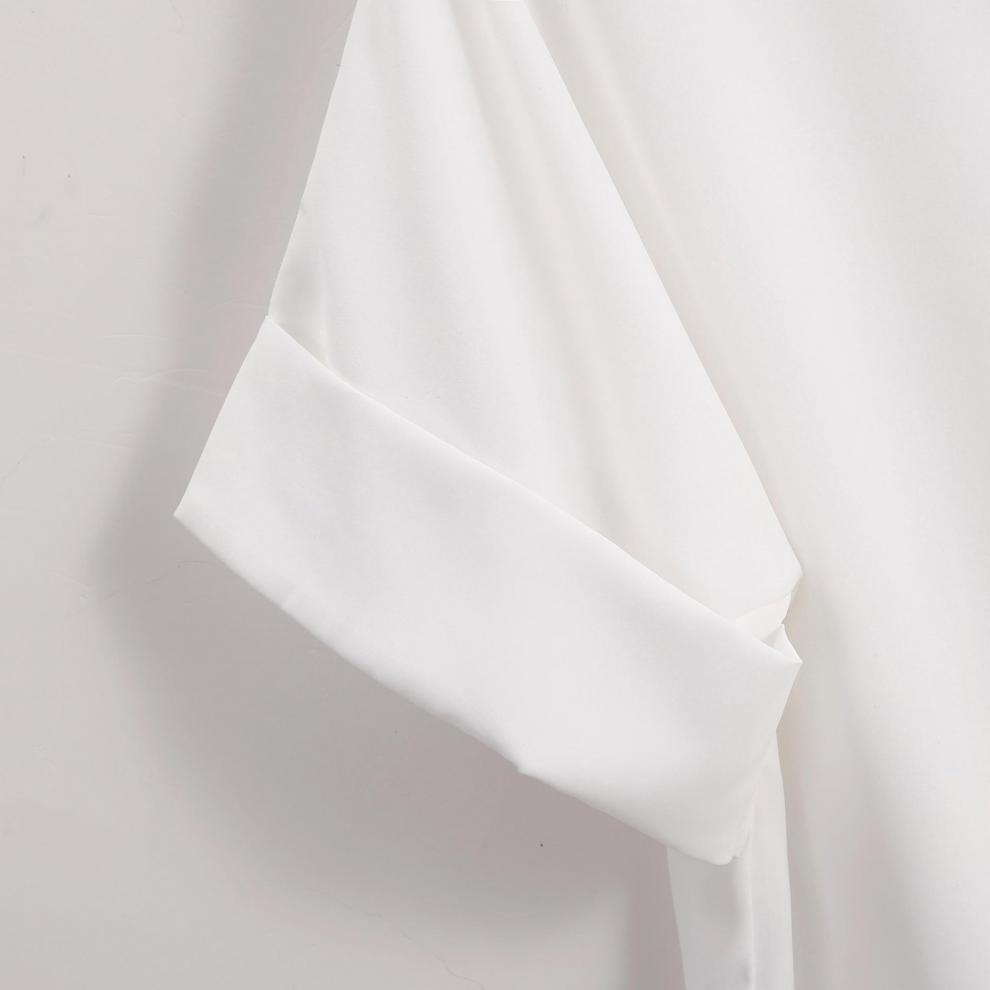 白色蝙蝠袖短恤襯衫-NamoDress