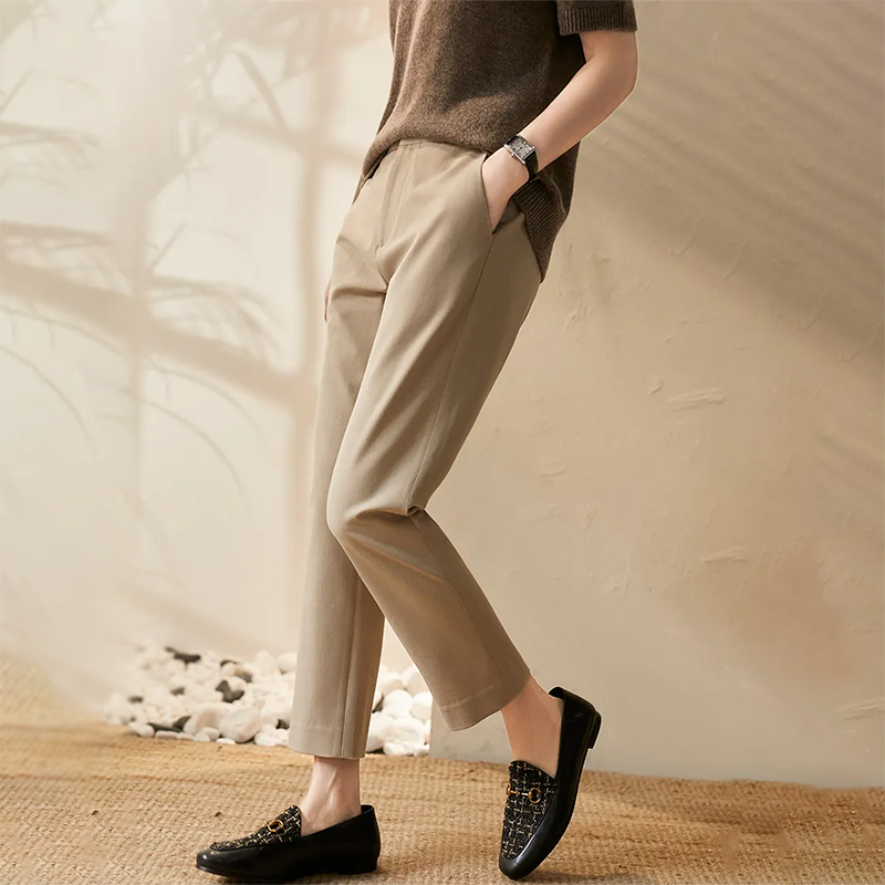 韓版休閒九分煙管褲(2色)-NamoDress