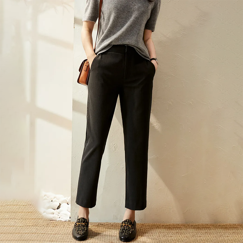 韓版休閒九分煙管褲(2色)-NamoDress